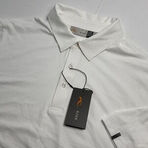 KJUS Men's 2XL Motion Embossed White Golf Polo Stretch Performance Short Sleeve